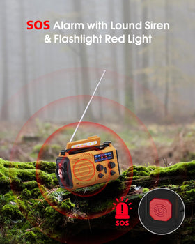 OnLyee Emergency Radio IPX6 waterproof shell suitable for rain and splashes.