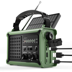 OnLyee front view emergency radio showing buttons and speaker, clear access to alerts