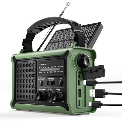 OnLyee front view emergency radio showing buttons and speaker, clear access to alerts