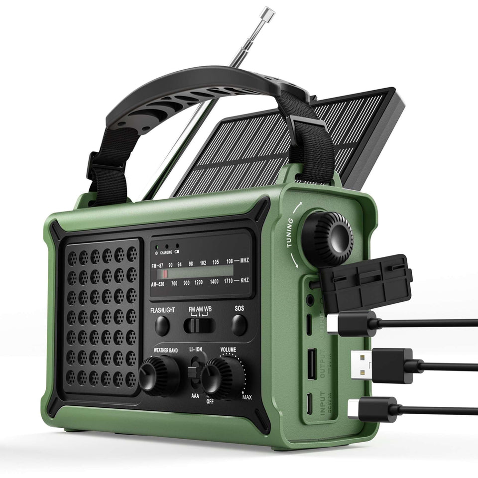 OnLyee front view emergency radio showing buttons and speaker, clear access to alerts