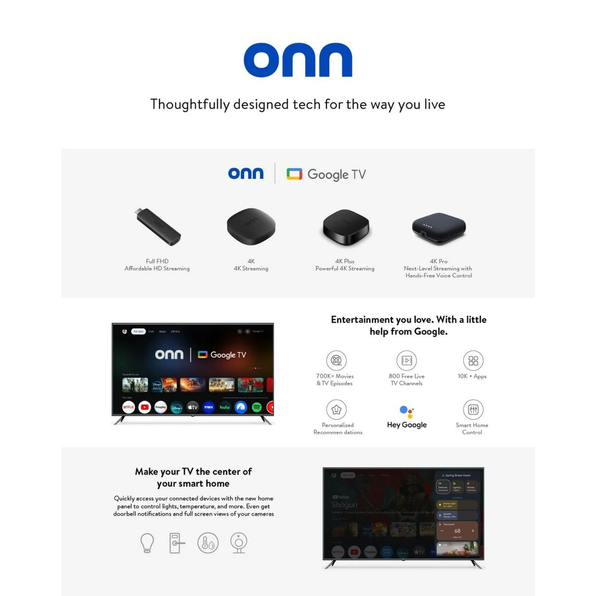 onn. retail packaging and accessories laid out for out-of-box readiness
