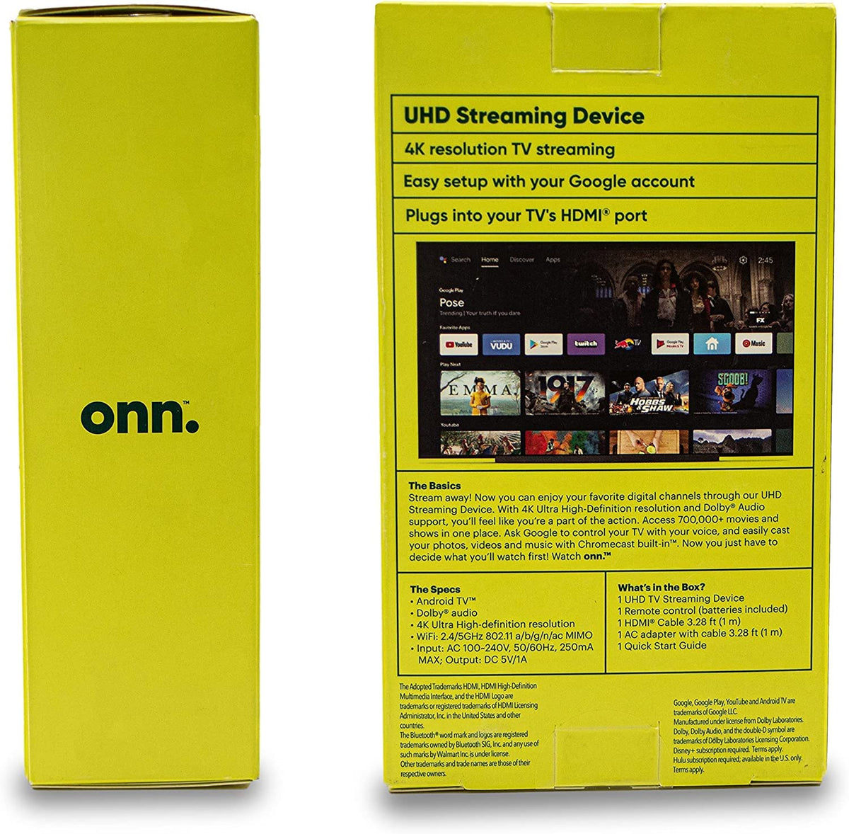 ONN retail box with contents laid out for quick out-of-box setup
