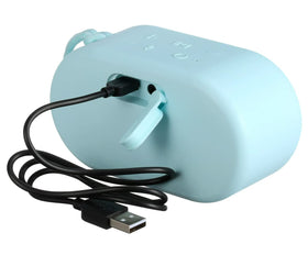 onn portable speaker side angle highlights durable grip and weather-ready design