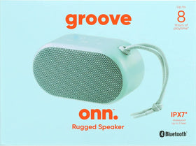 onn portable speaker top view shows control layout and quick access
