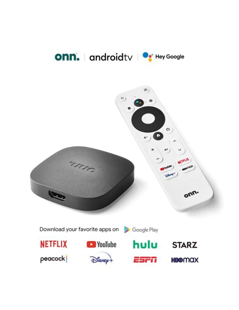 ONN streamer connected to TV showing 4K playback benefit and vivid picture
