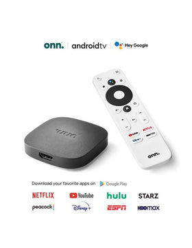 ONN streamer connected to TV showing 4K playback benefit and vivid picture