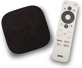 ONN front panel showing compact 4K streamer and indicator light benefit