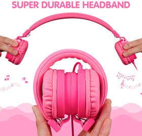 ONTA Kids Headphones pink reinforced connectors for durability.