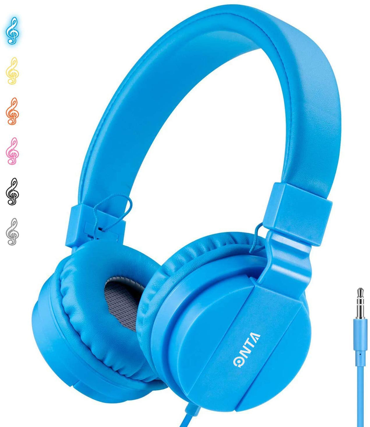 ONTA Kids Headphones in blue, over-ear design for all-day listening comfort.