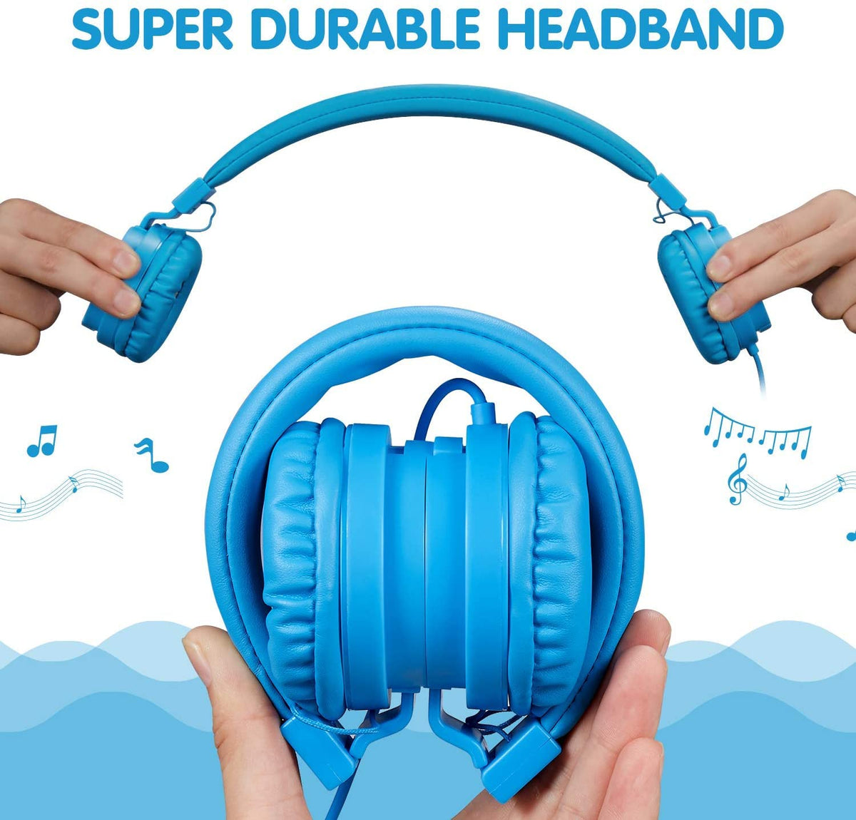ONTA Kids Headphones blue reinforced connectors resist rough handling.