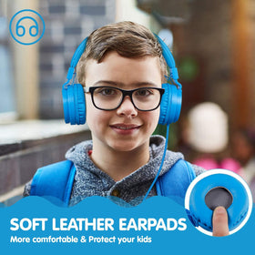 ONTA Kids Headphones blue tangle-free cord keeps cables neat during learning.