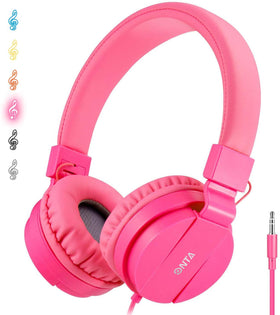 ONTA Kids Headphones pink folded for compact travel.