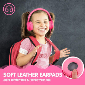 ONTA Kids Headphones pink over-ear design for comfortable listening.