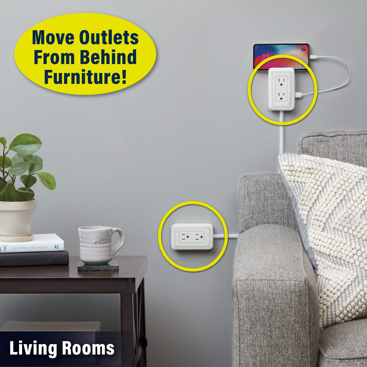 Ontel Presto Plug cord length shown with ruler to illustrate 4 ft reach