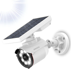 oossxx front view shows simulated camera and bright spotlight benefit visible deterrent