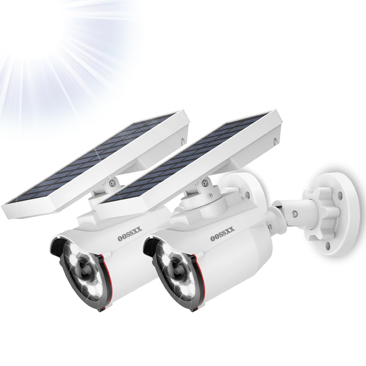 OOSSXX simulated-camera front view for wireless outdoor lighting and deter night activity