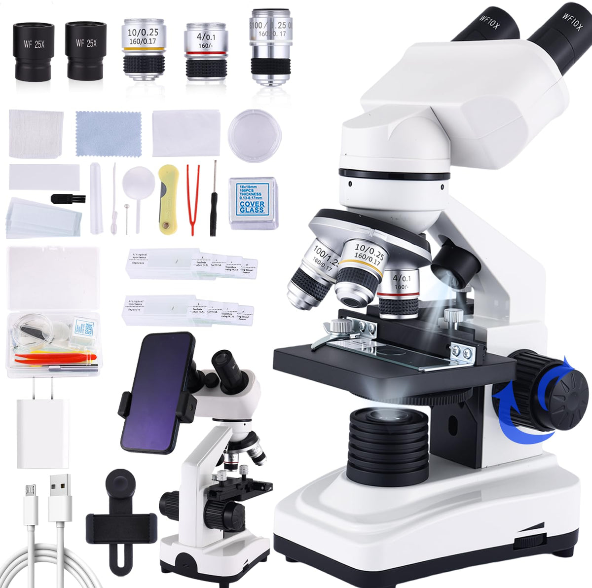 OOZSTAR binocular microscope with 360-degree rotation for group viewing and collaboration