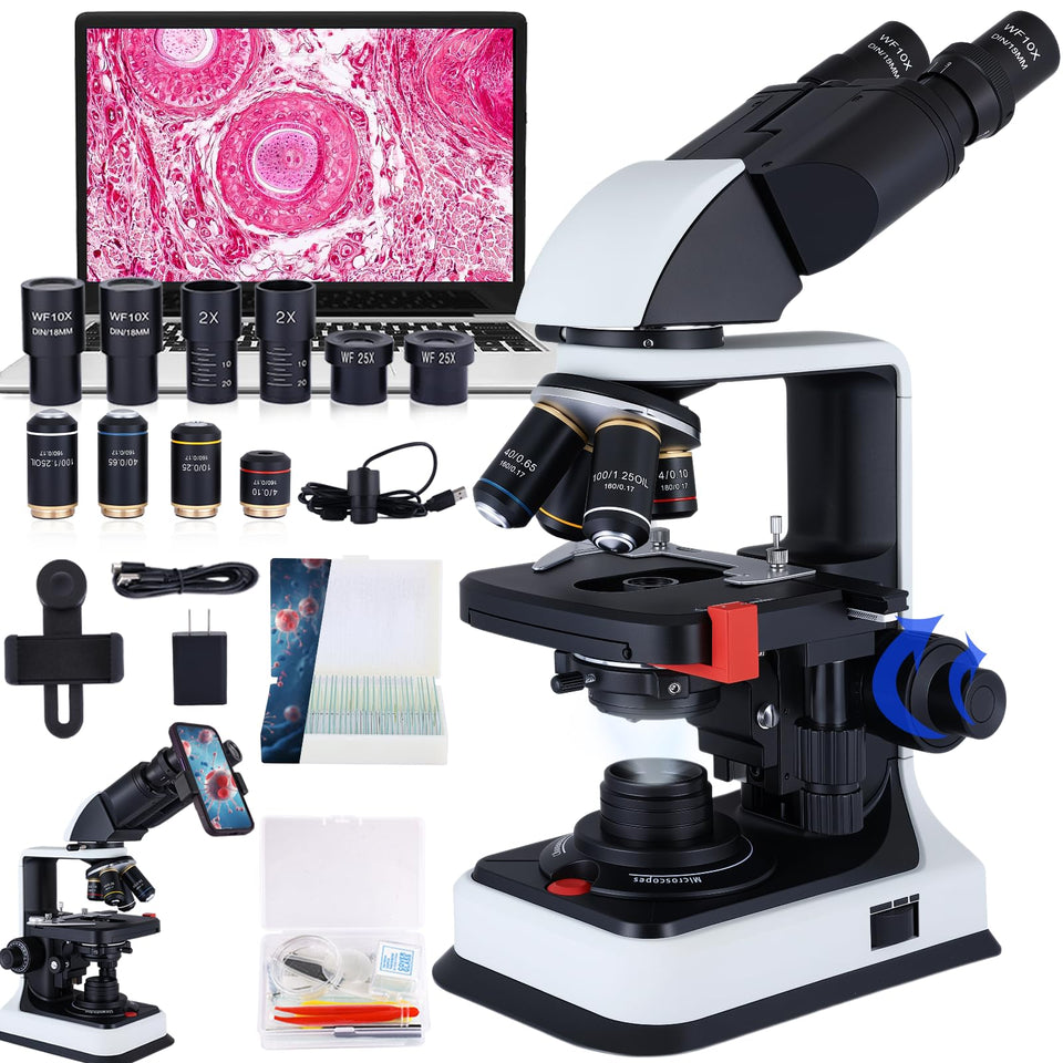 OOZSTAR binocular microscope head with 360° rotation for collaborative viewing.