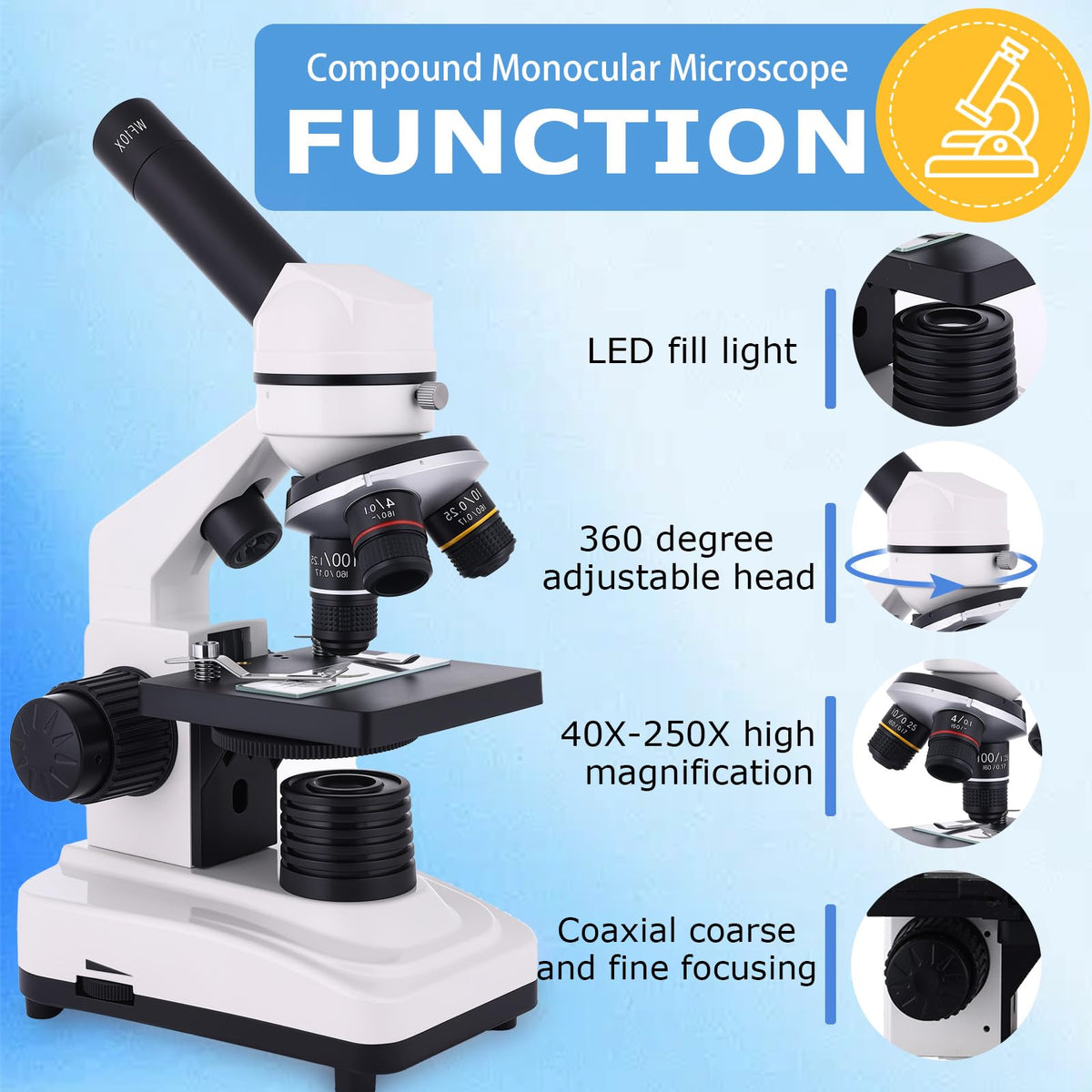 OOZSTAR microscope eyepiece focused for clear observation and teaching