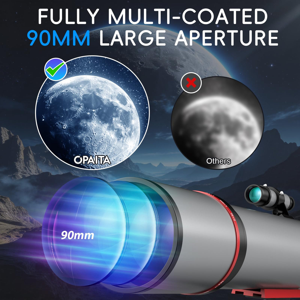 Opaita telescope with phone adapter for quick astrophotography sharing