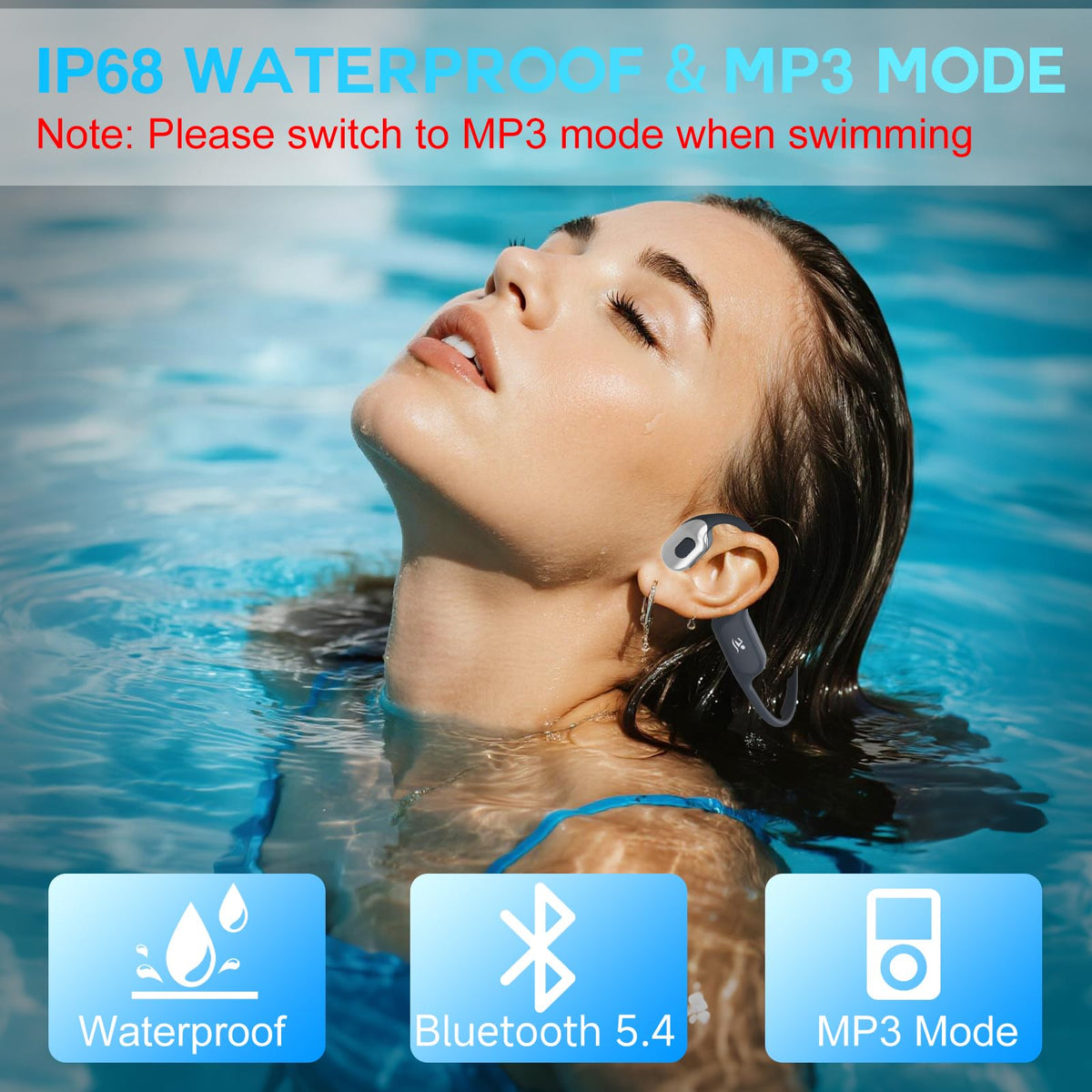 Opinta close-up of bone conduction pad illustrating comfortable open-ear listening