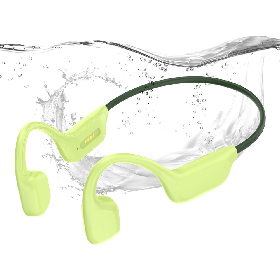Opinta front view of headphones and packaging showing product and benefits