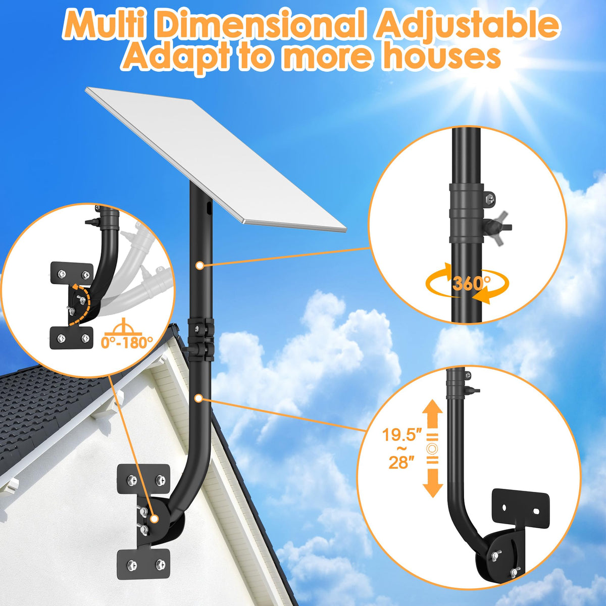 OPKING telescopic height adjustment from 19.5 to 28 inches.