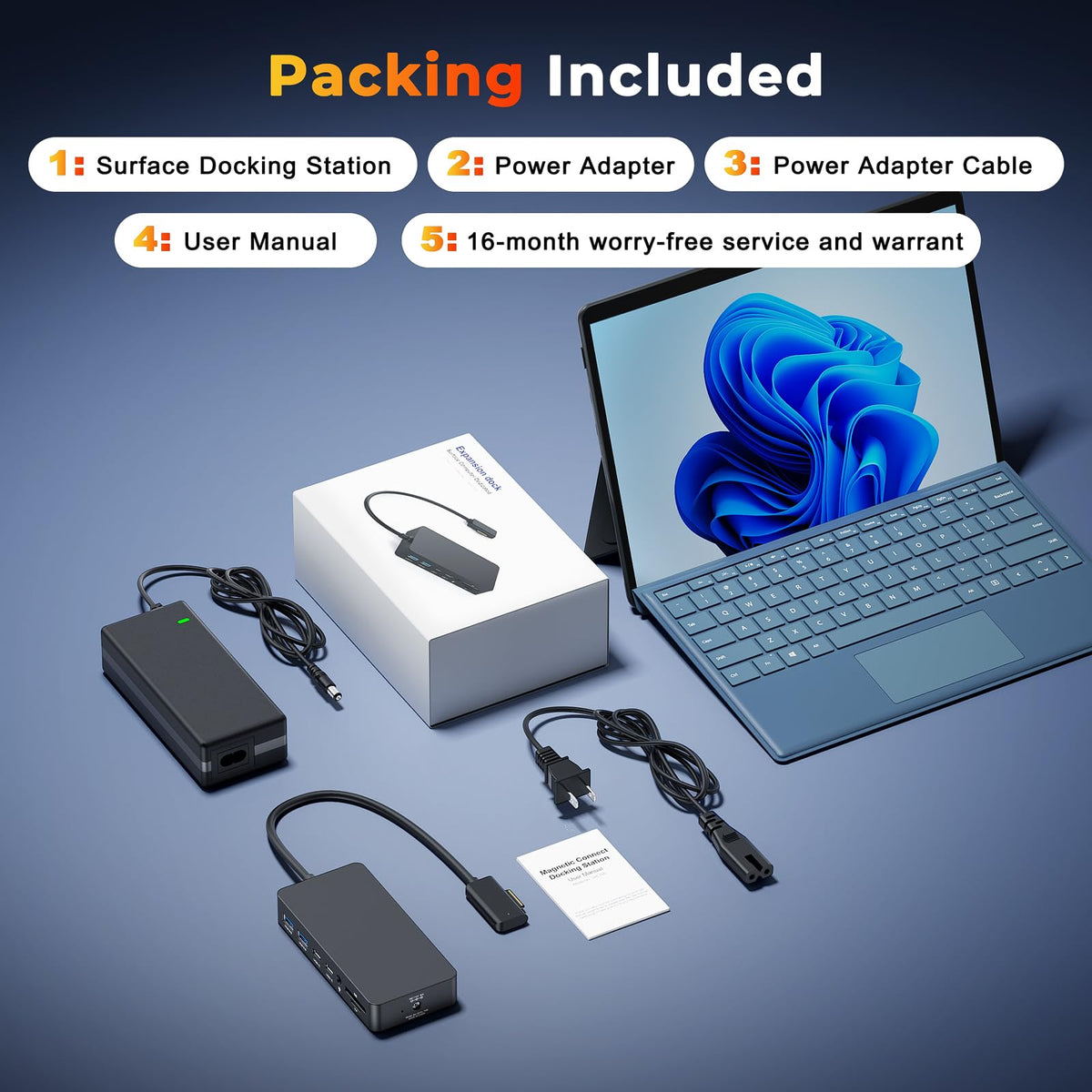 Opluz Surface Docking Station broad compatibility across Surface family ensures plug-and-play use.