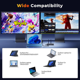 Opluz Surface Docking Station Ethernet port delivers stable wired networking.