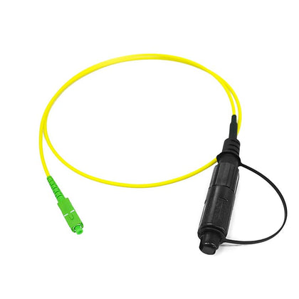 OpticBuilds.com opti tap front connector showing SC/APC mating ease and weatherproofing