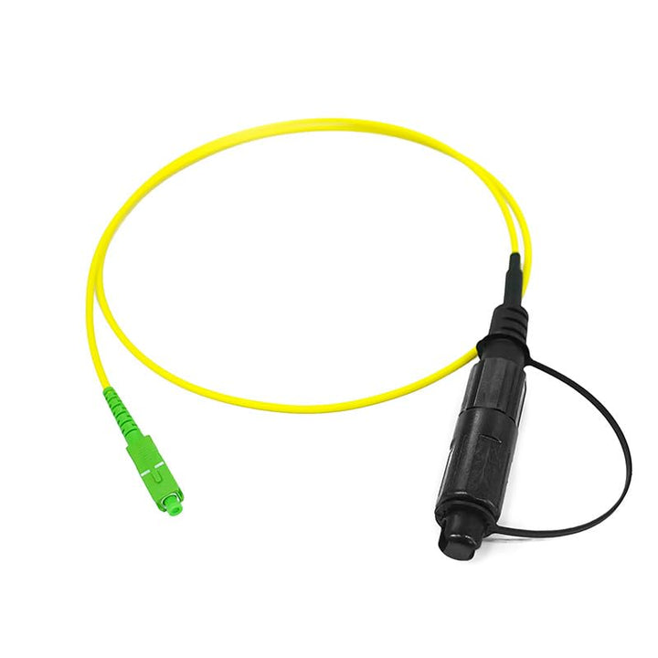 OpticBuilds.com opti tap front connector showing SC/APC mating ease and weatherproofing