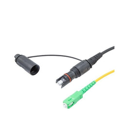 OpticBuilds.com opti tap in-use with technician testing an aerial FTTx drop for fast diagnostics