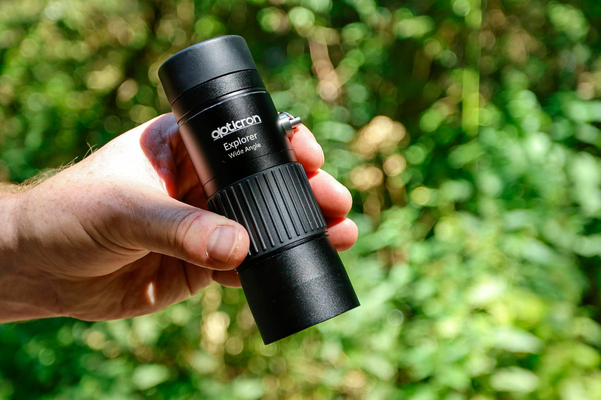 Opticron Explorer WA ED-R 8x32 nitrogen waterproof body for all-weather reliability.