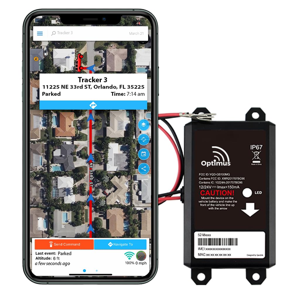 Optimus wired GPS tracker unit showing hardwired install for seamless vehicle monitoring.