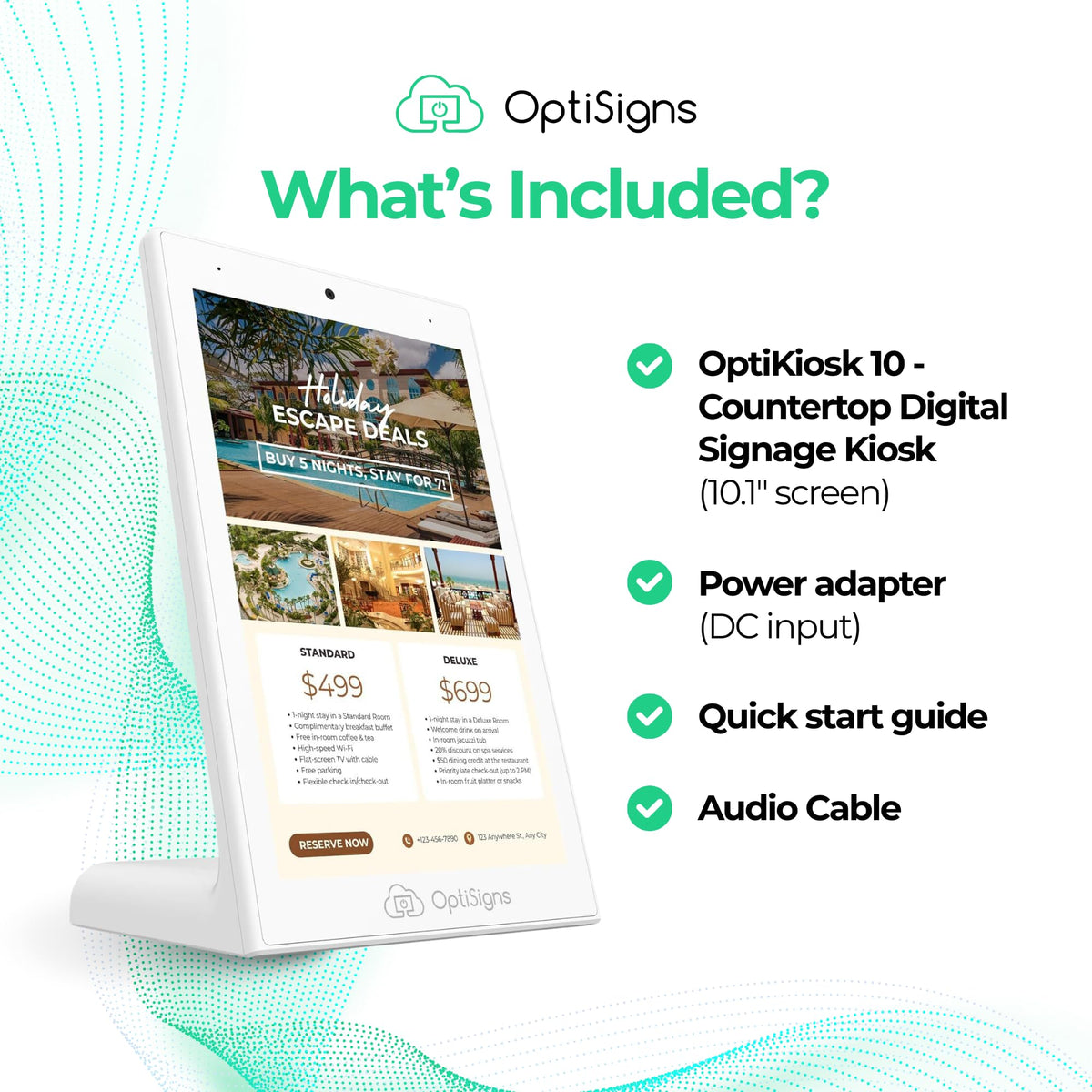 OptiSigns OptiKiosk 10 background music option adding ambience in cafes
