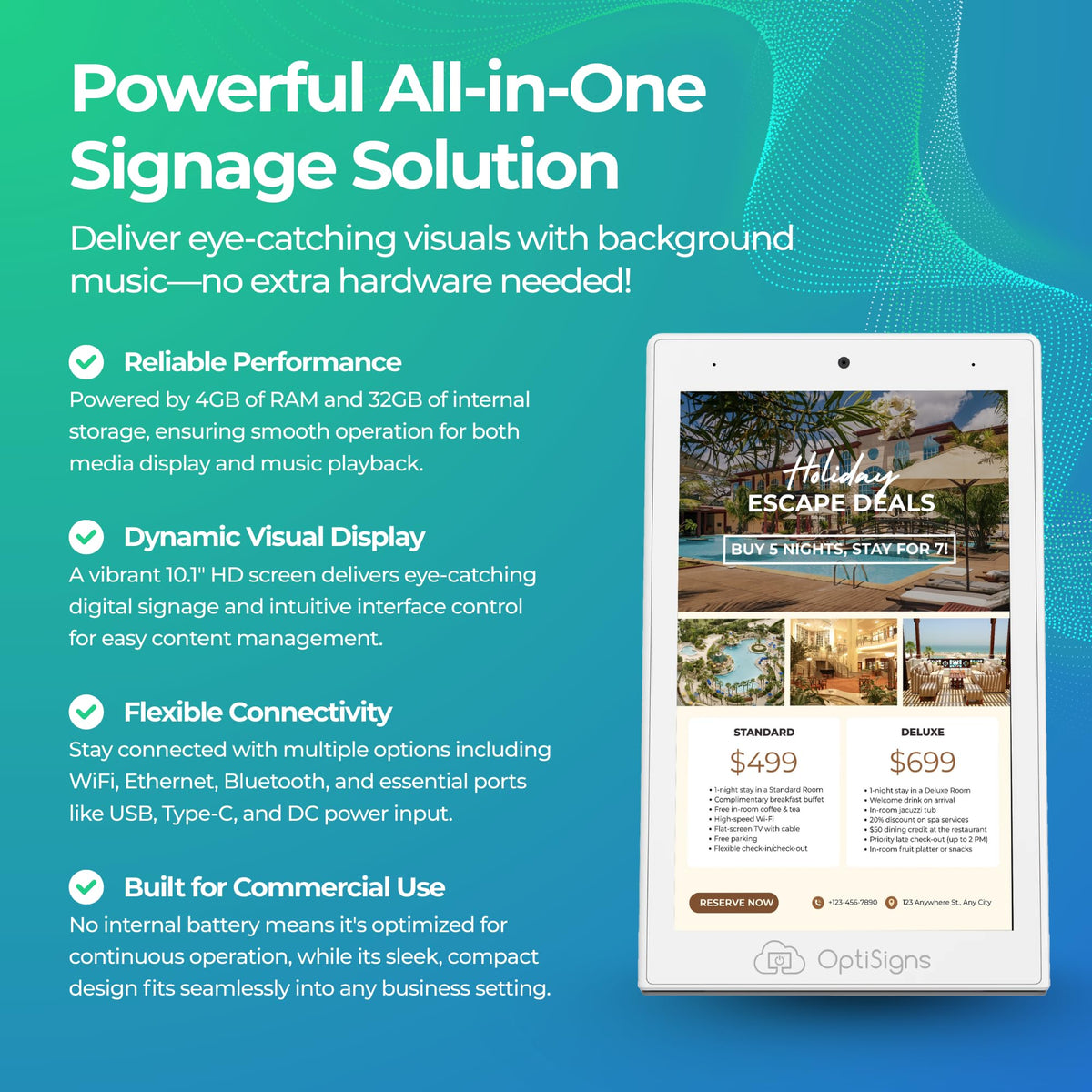  OptiSigns OptiKiosk 10 software access with templates for quick, professional displays