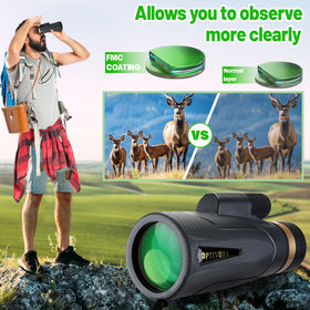 OPTIVORA monocular with smartphone adapter enables easy photo captures.