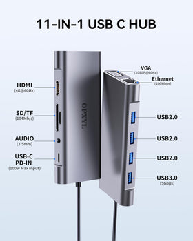 OPXYL 11-in-1 hub HDMI 4K output delivering sharp external display.
