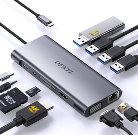 OPXYL 11-in-1 hub overview showing all ports for versatile on-the-go connectivity.