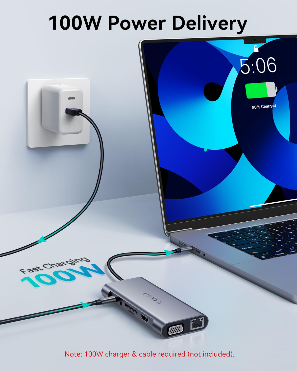 OPXYL 11-in-1 hub VGA 1080p output for legacy display compatibility.