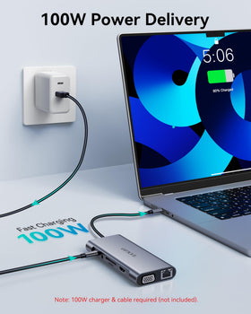 OPXYL 11-in-1 hub VGA 1080p output for legacy display compatibility.