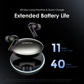 Oraimo SpaceBuds ANC fast charging provides quick playback boosts