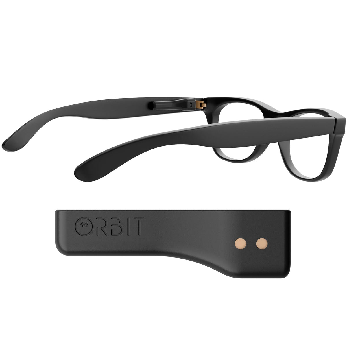 ORBIT front view on glasses showing slim profile and discreet look