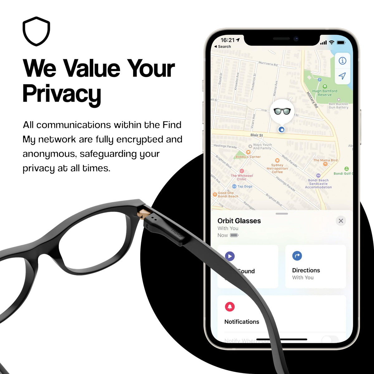 ORBIT location shown on iPhone Find My map offering easy tracking