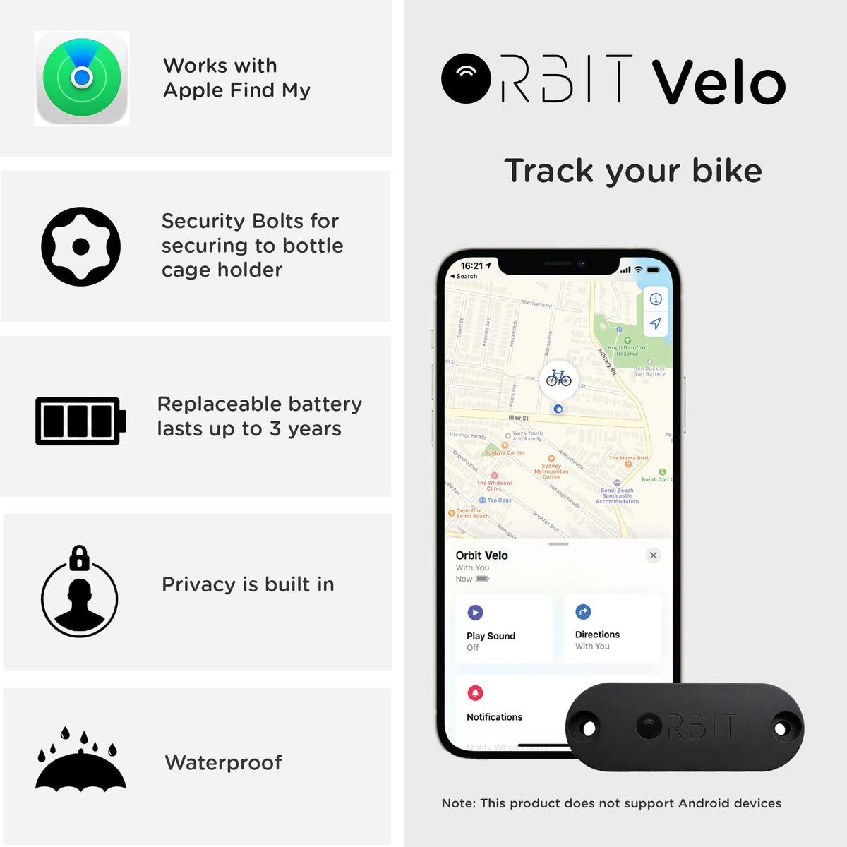 ORBIT Velo security bolts and special tool displayed for theft-deterrent benefit