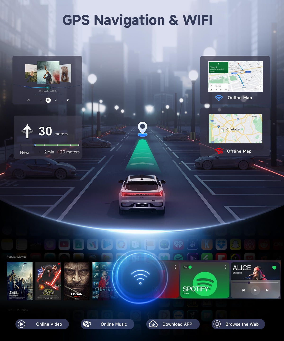 Orderich Android/iOS Mirror Link mirrors phone screens on the dash display