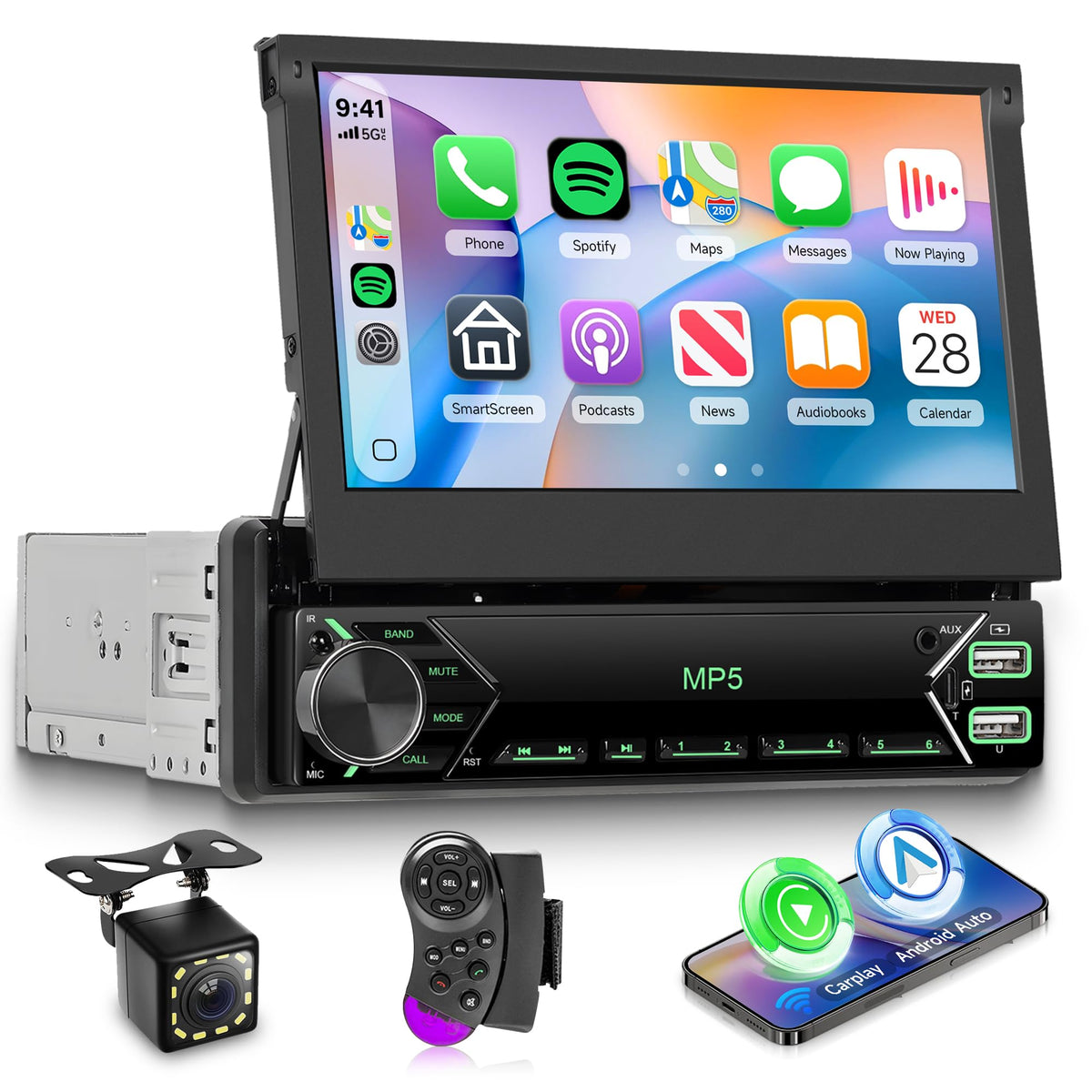 Orderich 7-Inch IPS touchscreen car stereo for clear navigation and media control