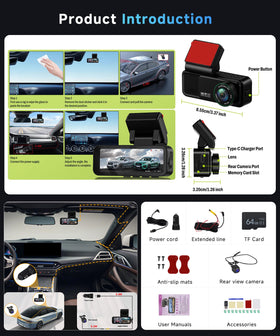 Orderich easy installation with suction mount and wiring harness