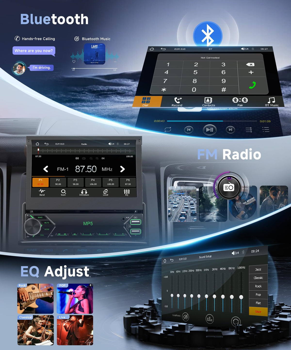 Orderich mirror link projecting phone content onto the dashboard screen