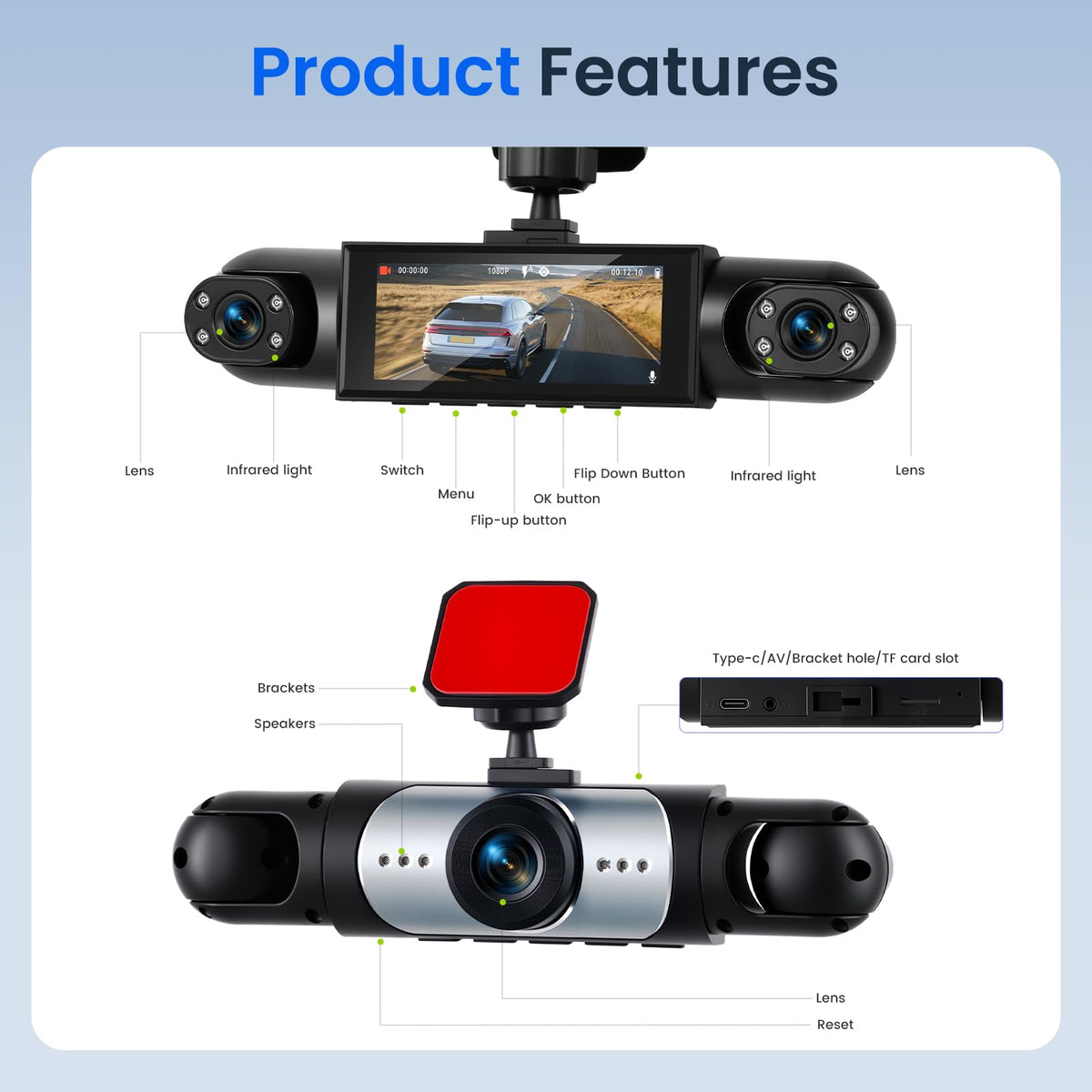 Orderich reverse camera guidelines displayed demonstrating parking assistance benefit